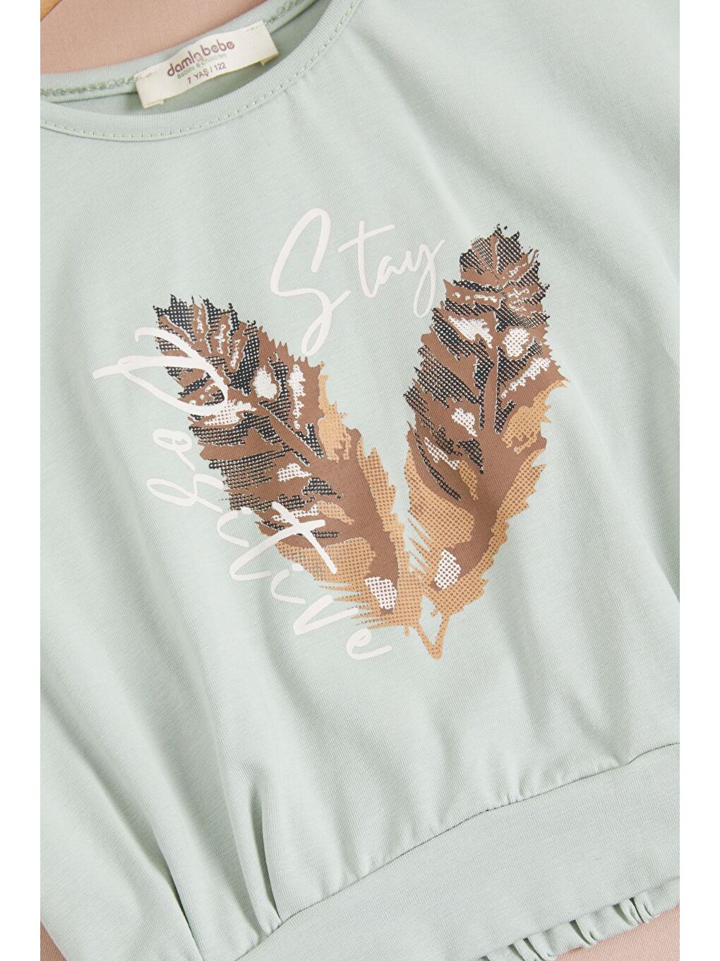 Yeşil Yaprak Baskılı Bluz Pantolon Kız Takım 15516-2