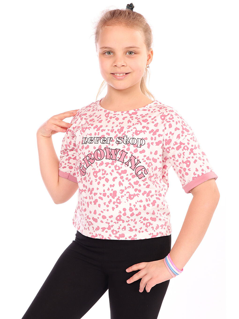 Pembe Kız Çocuk Baskılı Tişört