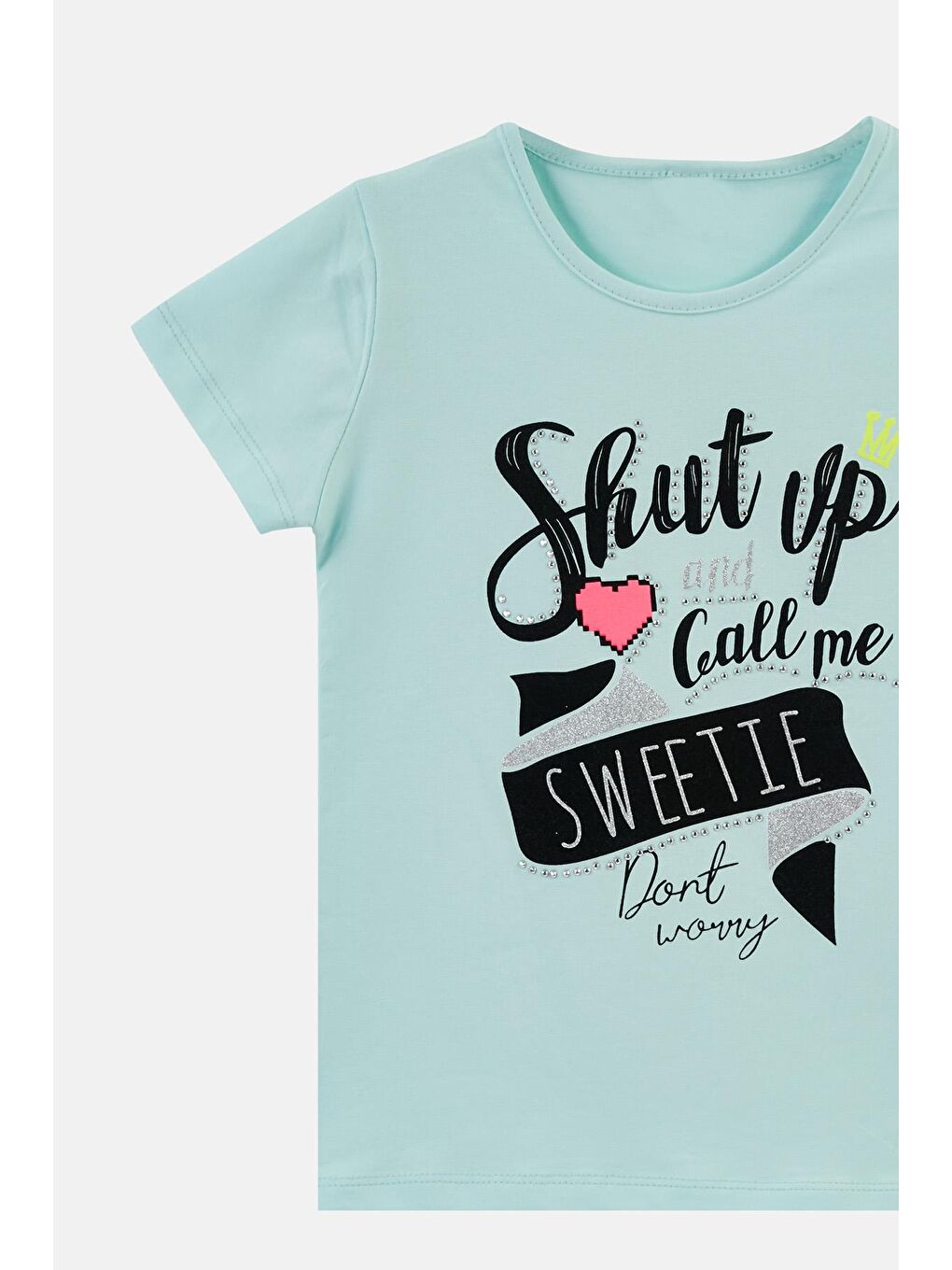 Yeşil Baskılı Bisiklet Yaka Pamuklu T Shirt 5982419-2