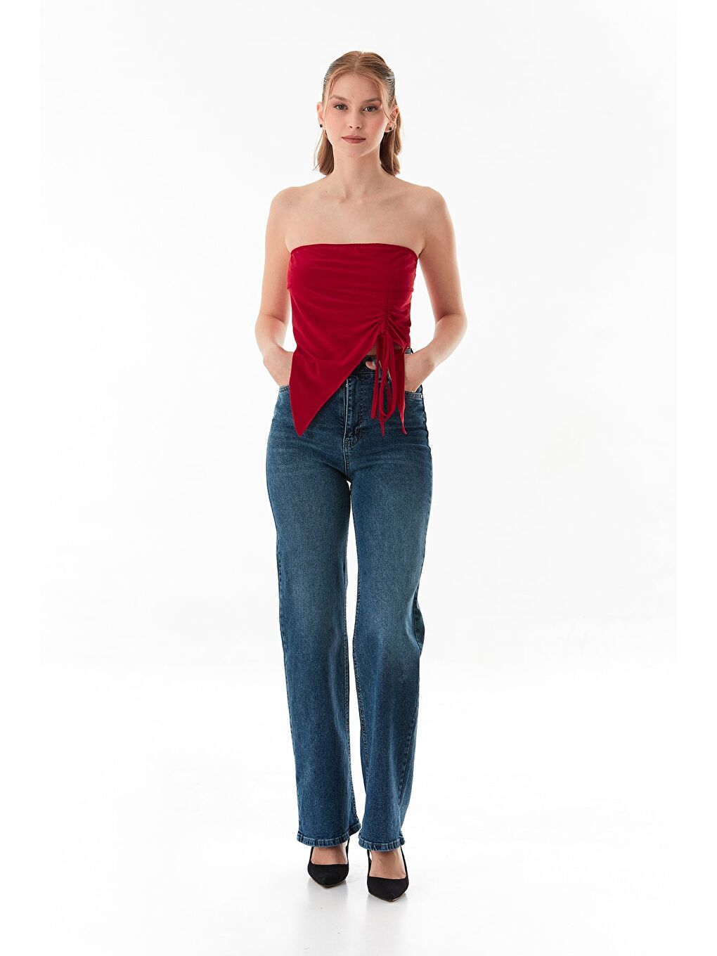 Lacivert Yüksek Bel Palazzo Jean-2