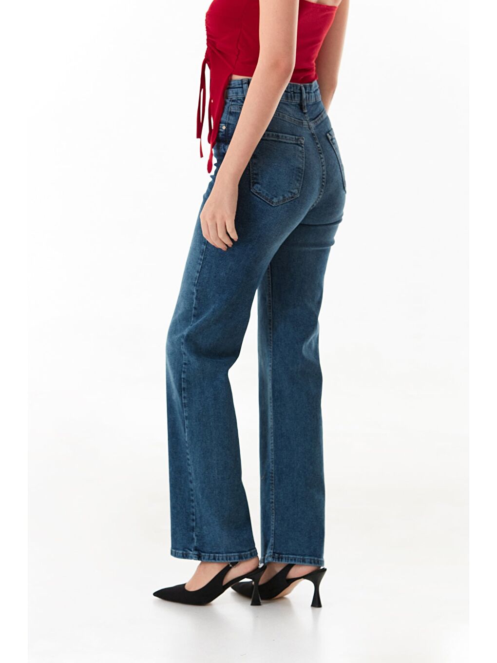 Lacivert Yüksek Bel Palazzo Jean-3