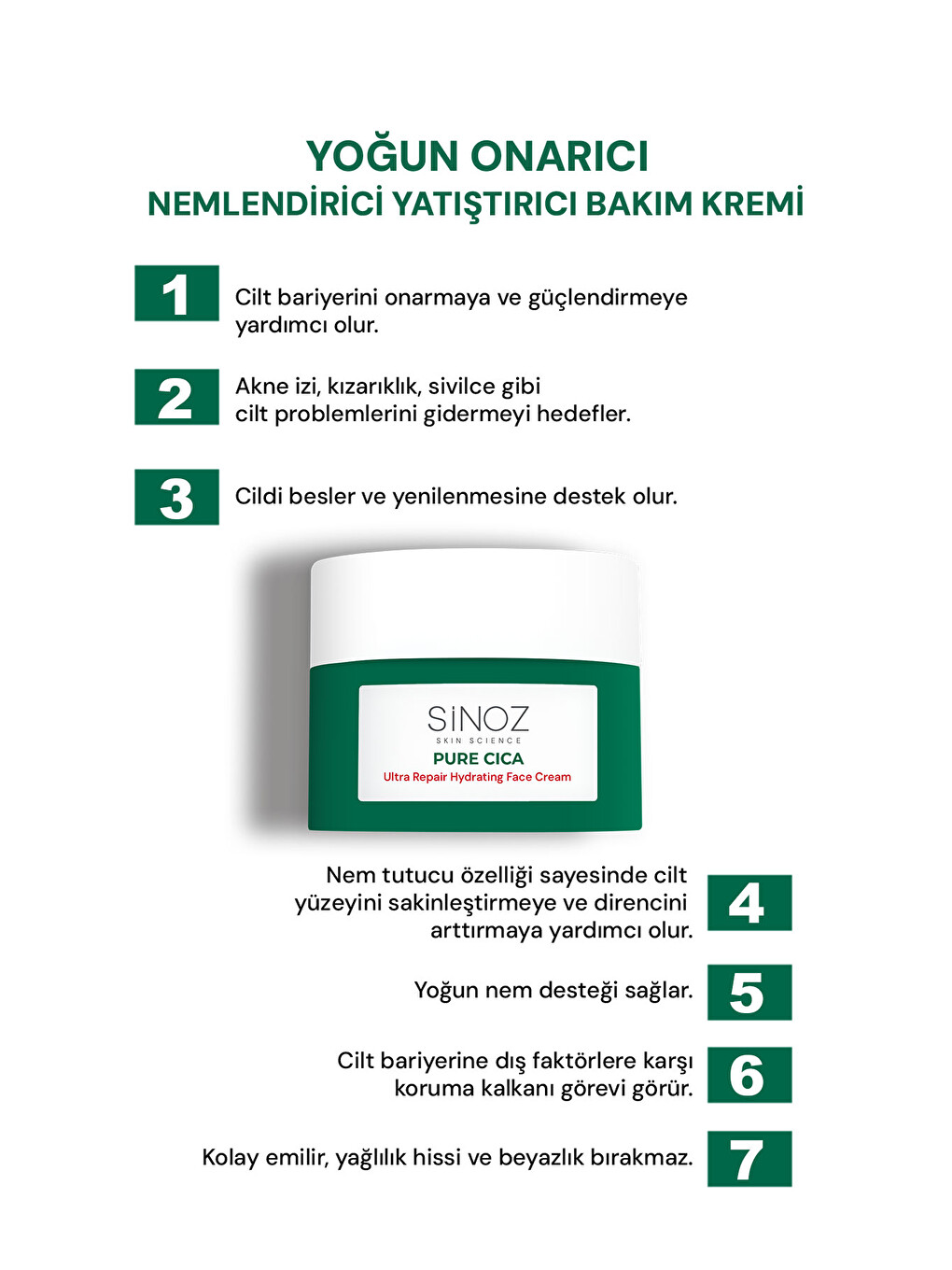 Pure Cica Yoğun Onarıcı Nemlendirici Bakım Kremi 50 Ml Tahriş Olmuş Hasarlı Ciltler İçin-1
