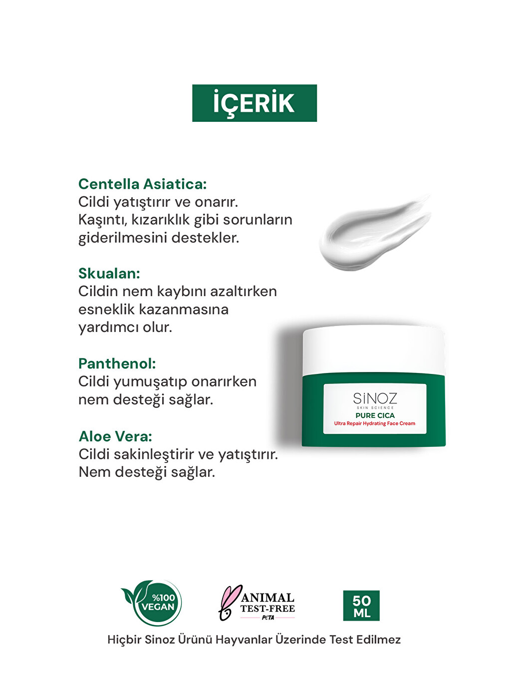 Pure Cica Yoğun Onarıcı Nemlendirici Bakım Kremi 50 Ml Tahriş Olmuş Hasarlı Ciltler İçin-2