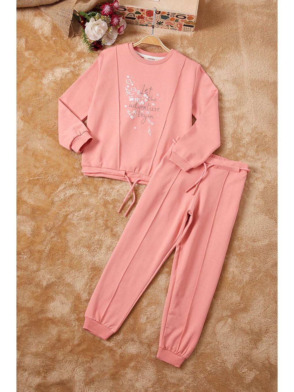 Pembe Adventure Yazılı Kız Eşofman Takımı 16690