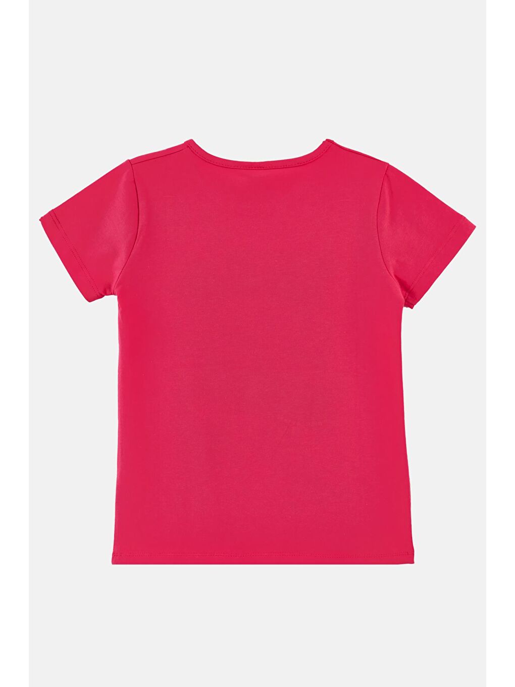 Fuşya Baskılı Bisiklet Yaka Pamuklu T Shirt 5982419-1