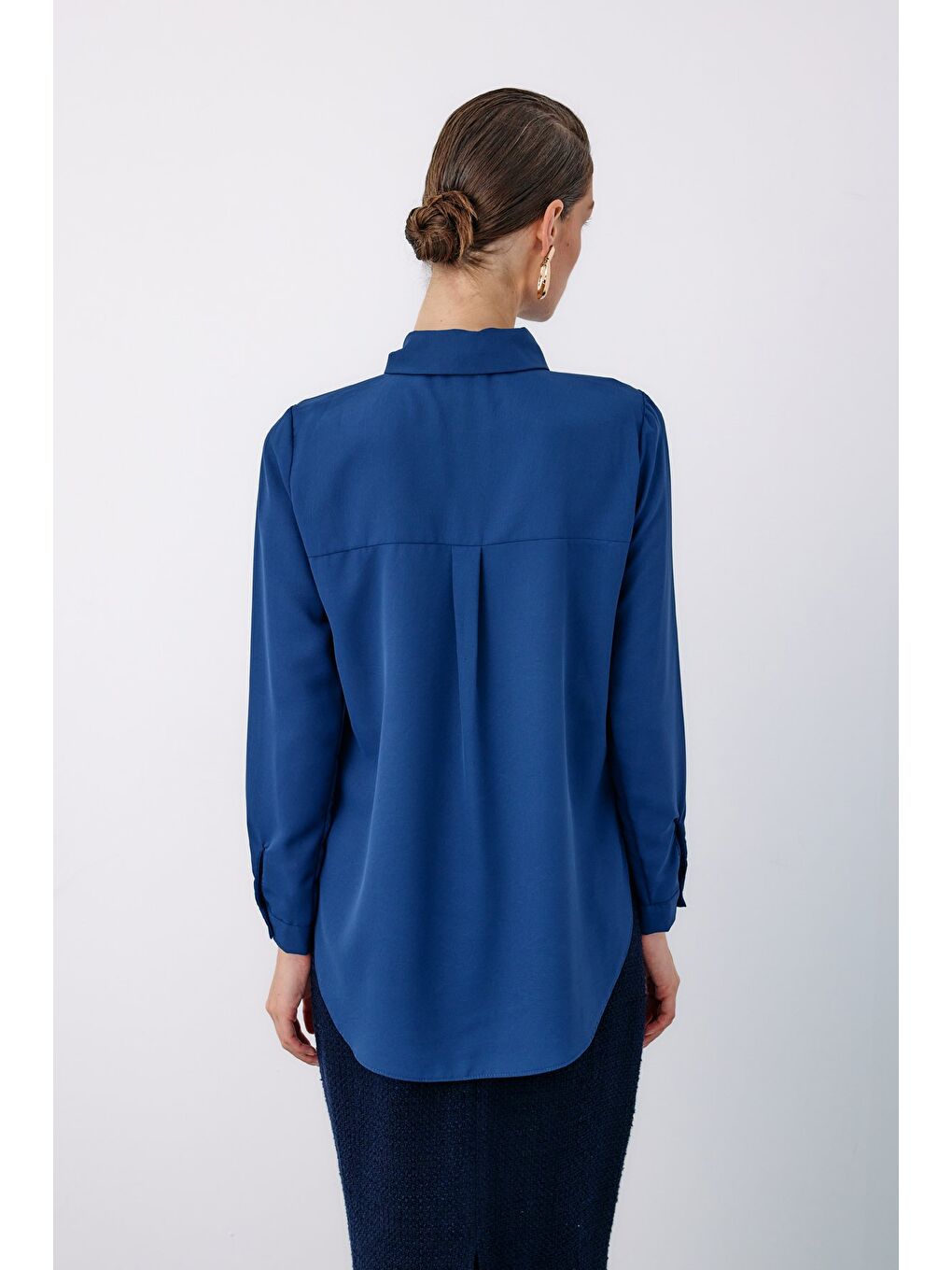 Düz Klasik Gömlek - Lacivert-4
