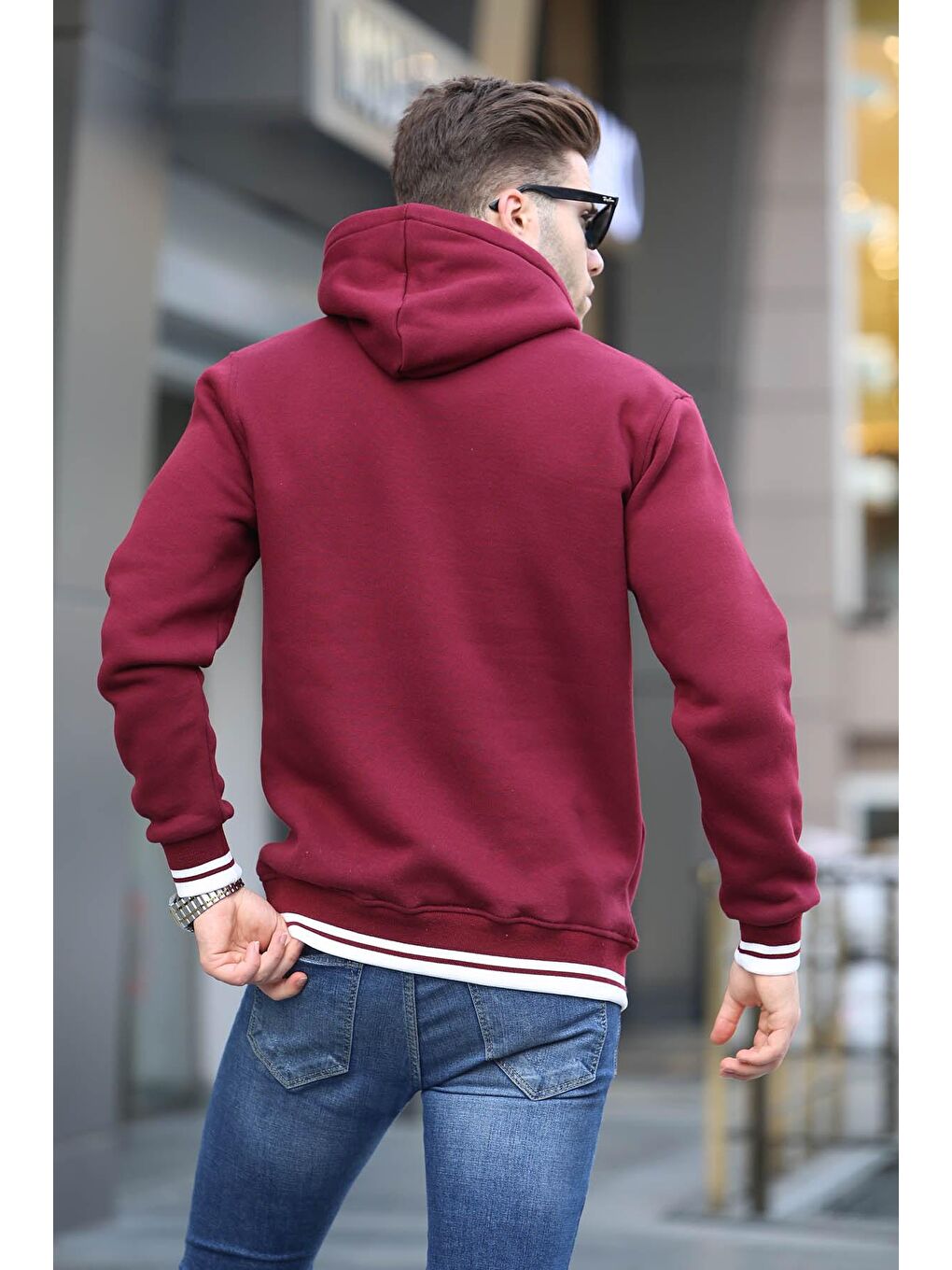 Madmext Bordo Nakışlı Kapüşonlu Sweatshirt 6012 - 1