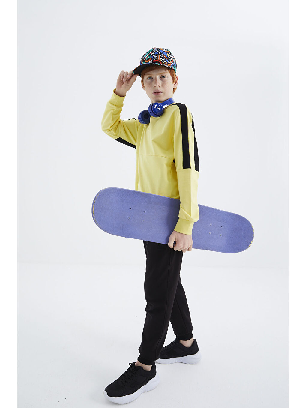 Sarı Basic O Yaka Erkek Çocuk Sweatshirt - 11182-2