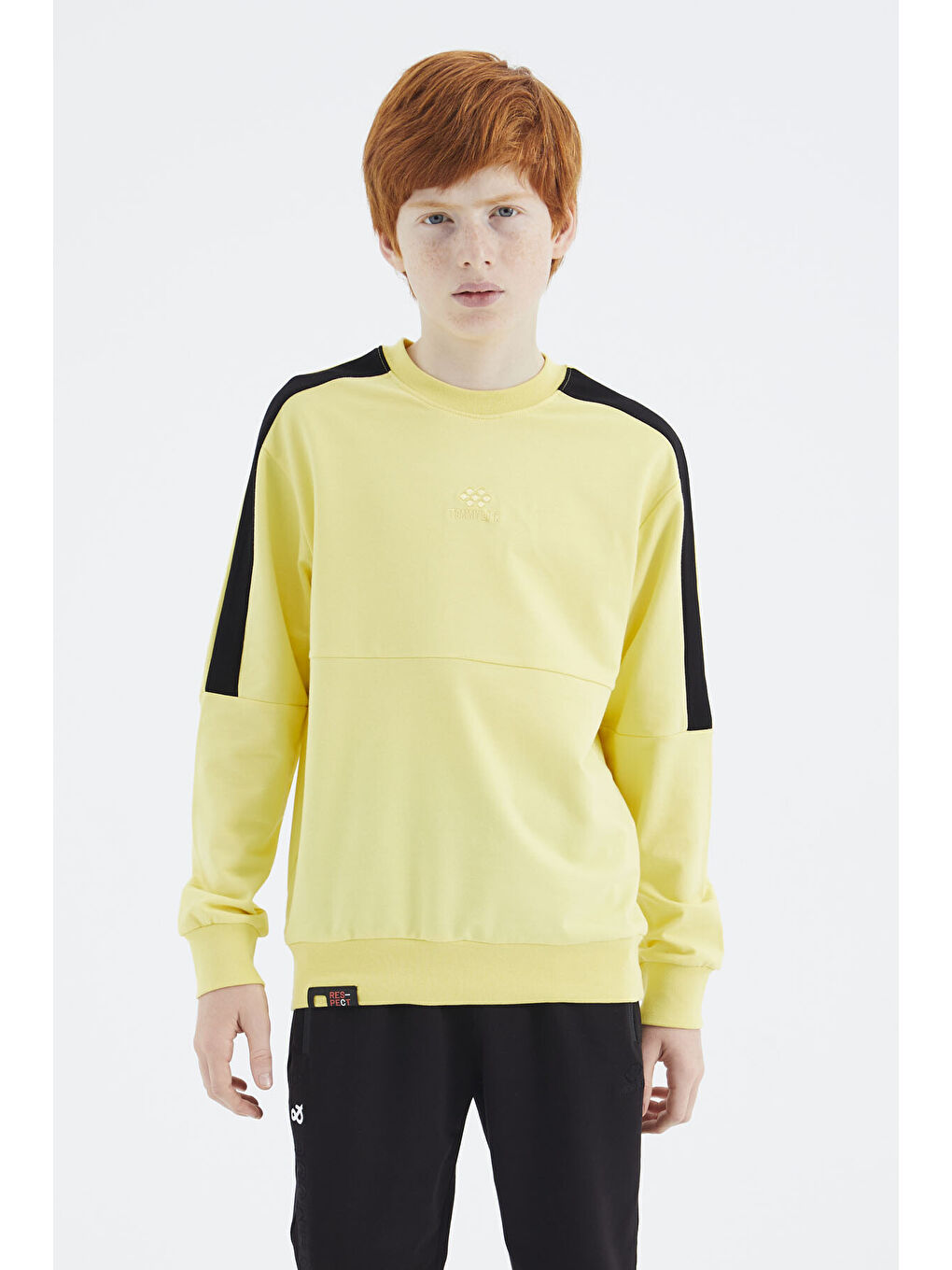 Sarı Basic O Yaka Erkek Çocuk Sweatshirt - 11182-3