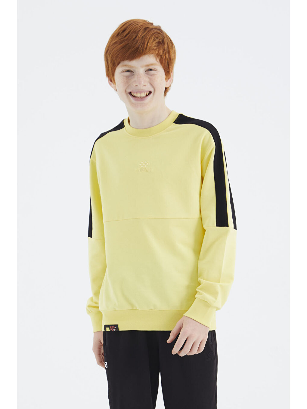 Sarı Basic O Yaka Erkek Çocuk Sweatshirt - 11182-4