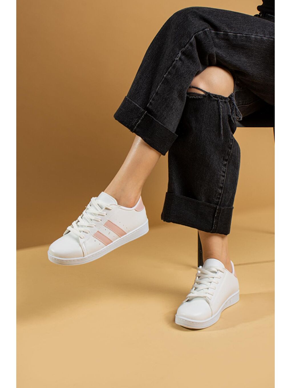 Pembe Rahat Taban Bağcıklı Kadın Sneakers 001-160-23ÇT-2