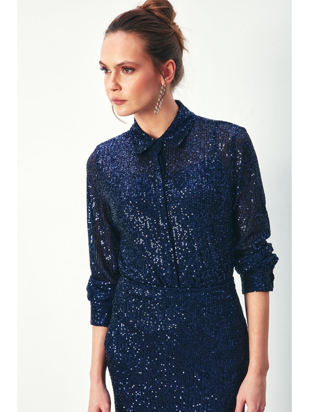 Payetli Salaş Gömlek - Lacivert-1