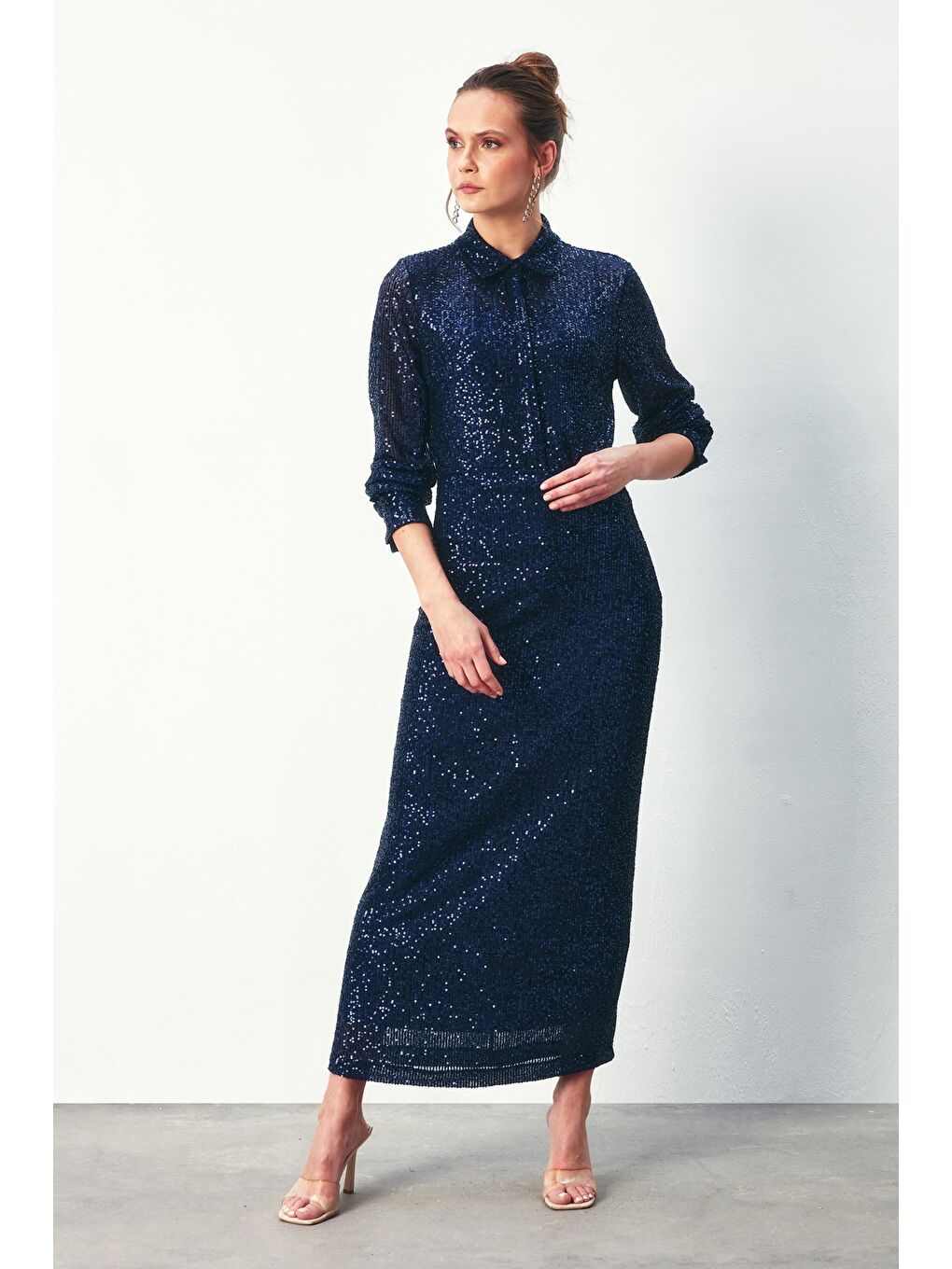 Payetli Salaş Gömlek - Lacivert-2