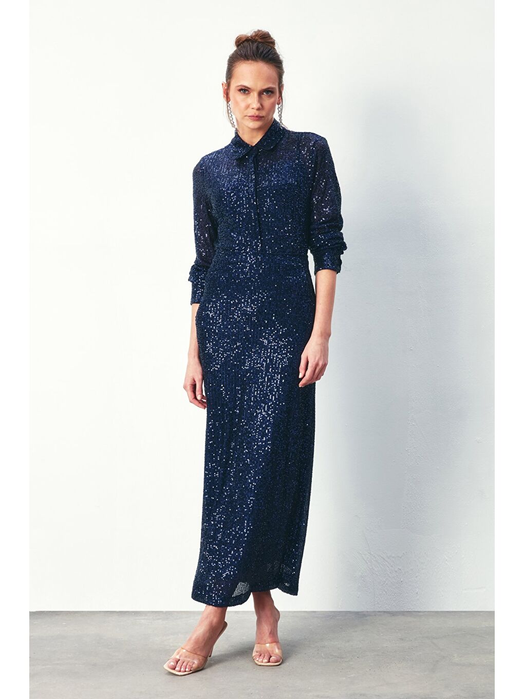 Payetli Salaş Gömlek - Lacivert-3