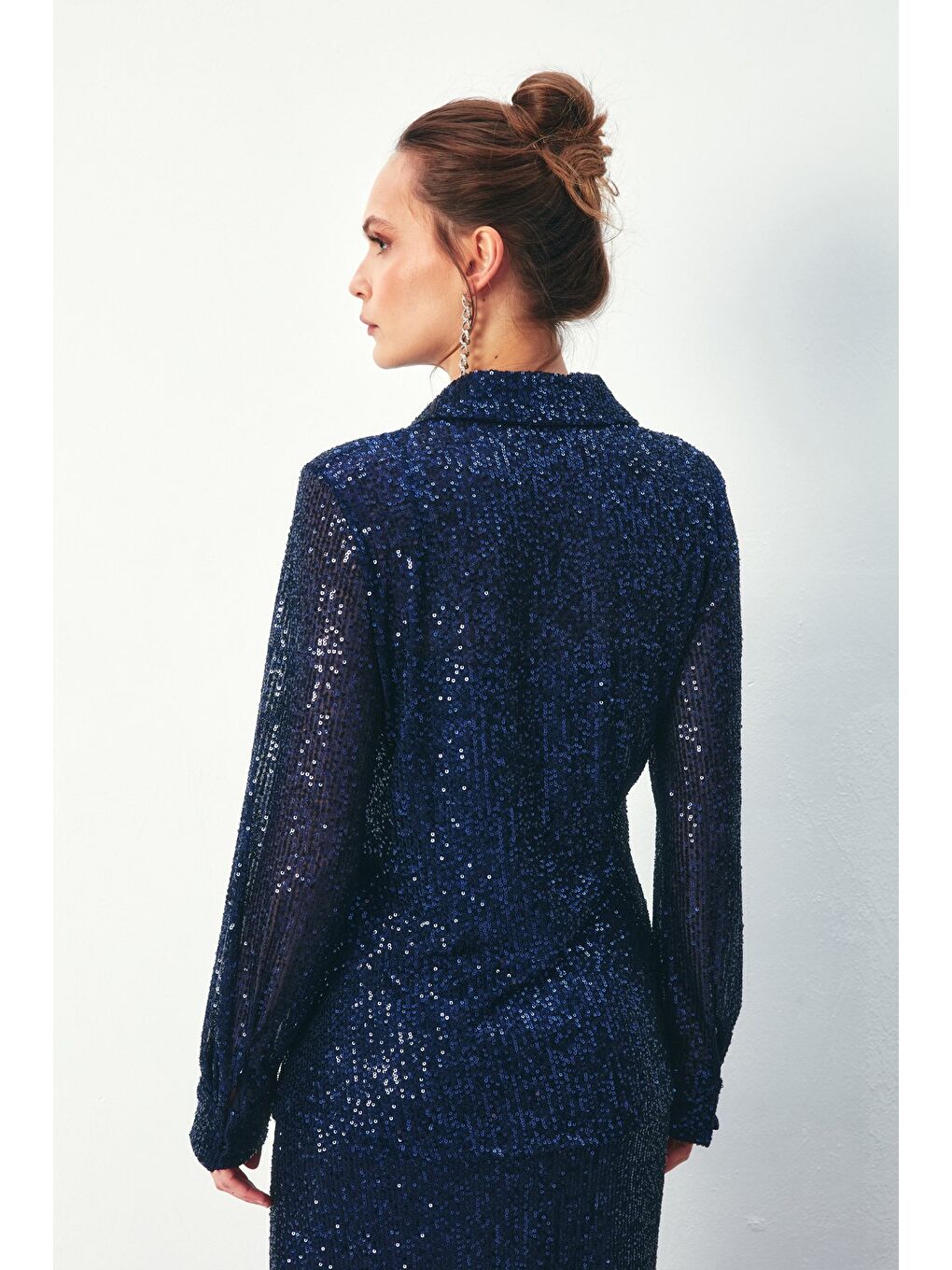 Payetli Salaş Gömlek - Lacivert-4