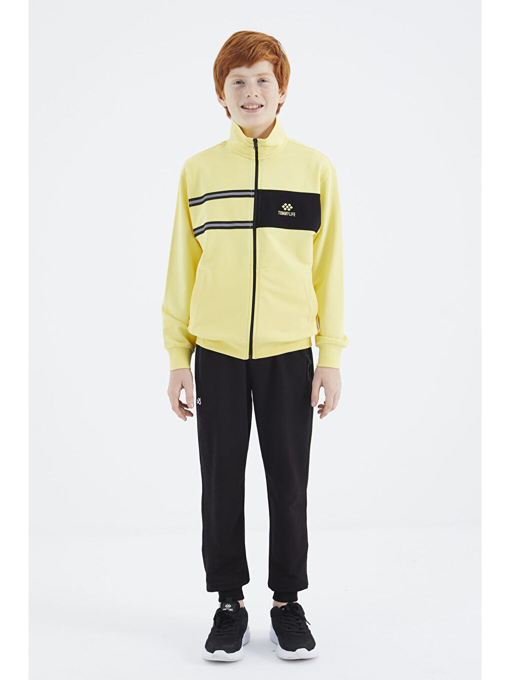 Sarı Dik Yaka Erkek Çocuk Sweatshirt - 11183-3