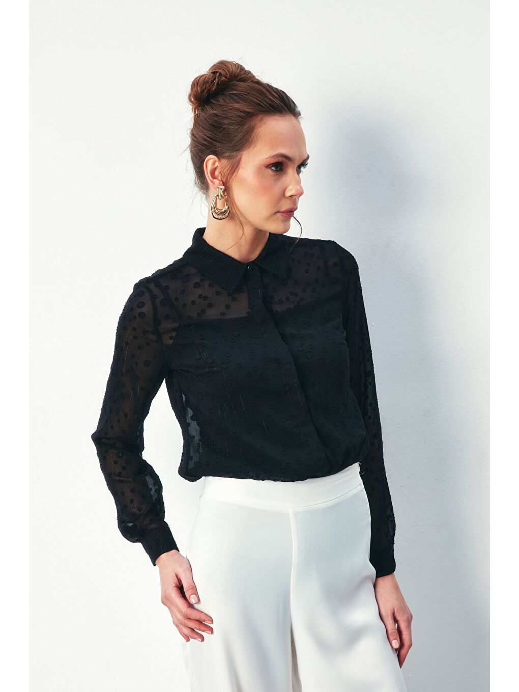 Desenli Klasik Gömlek - Siyah