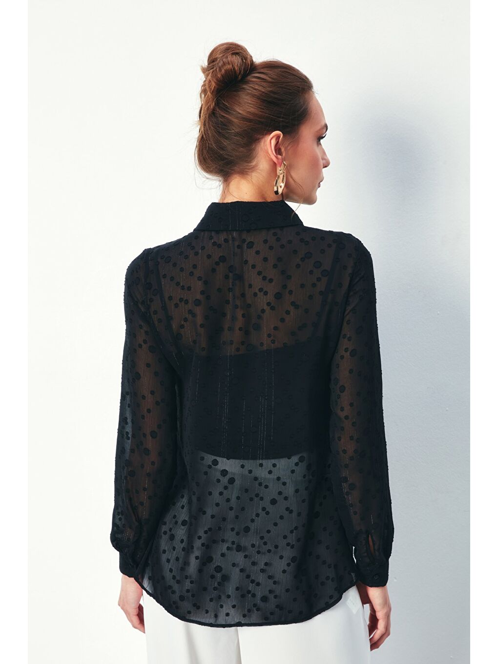 Desenli Klasik Gömlek - Siyah-5