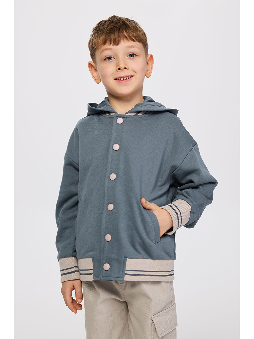 Erkek Çocuk Kapüşonlu Sweatshirt Petrol-5