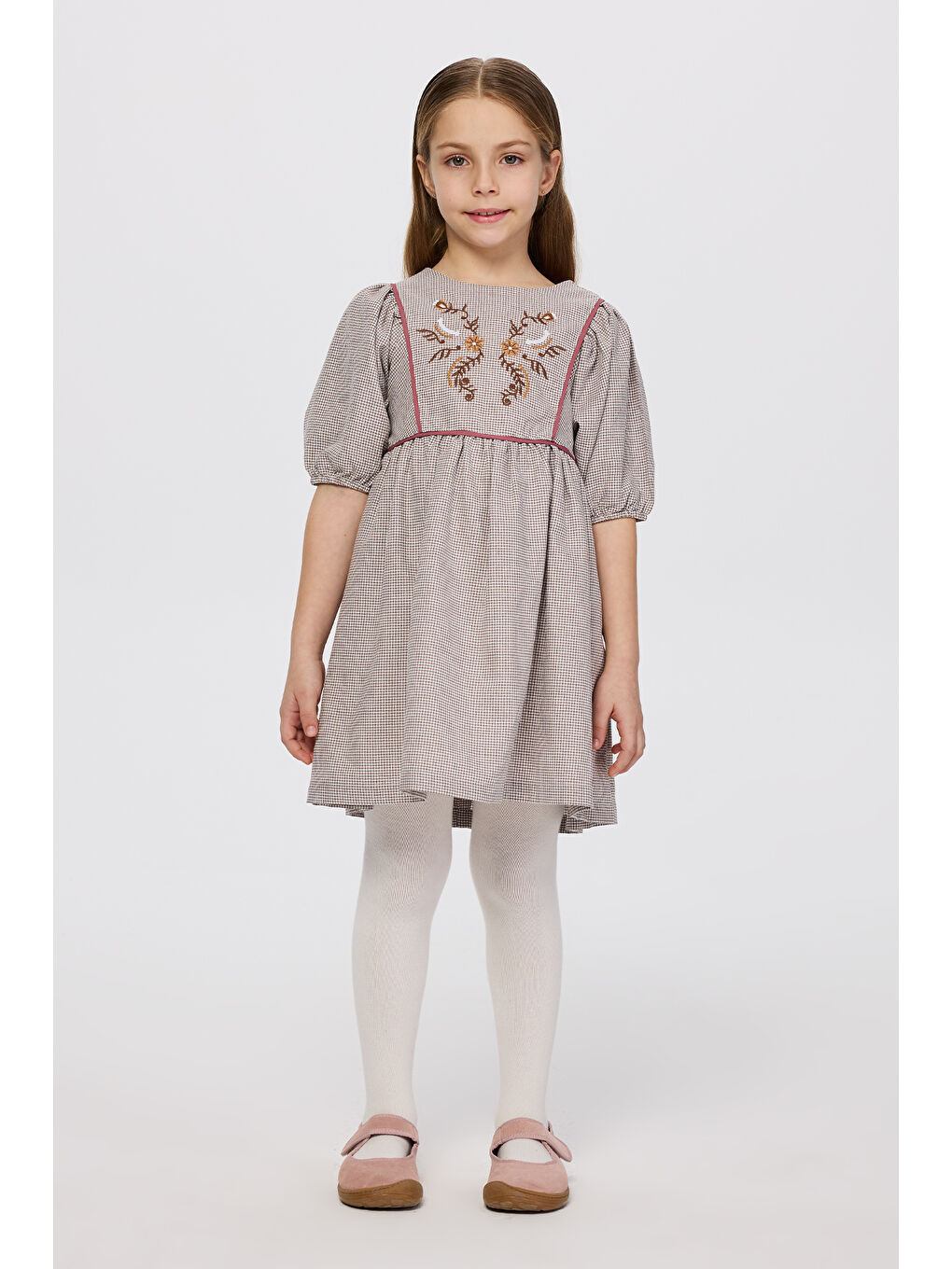 Kahverengi Kız Çocuk Elbise Kahve-1