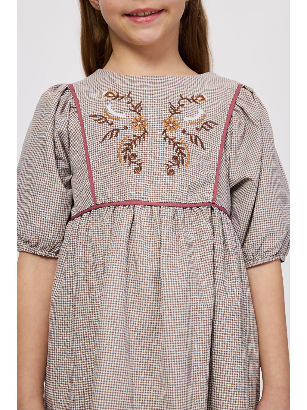 Kahverengi Kız Çocuk Elbise Kahve-3