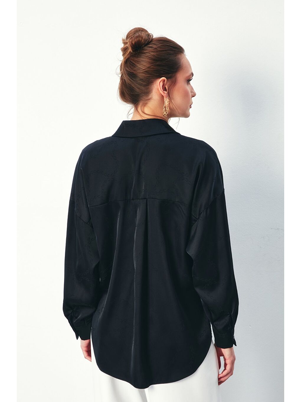 Zincir Desenli Gömlek - Siyah-5