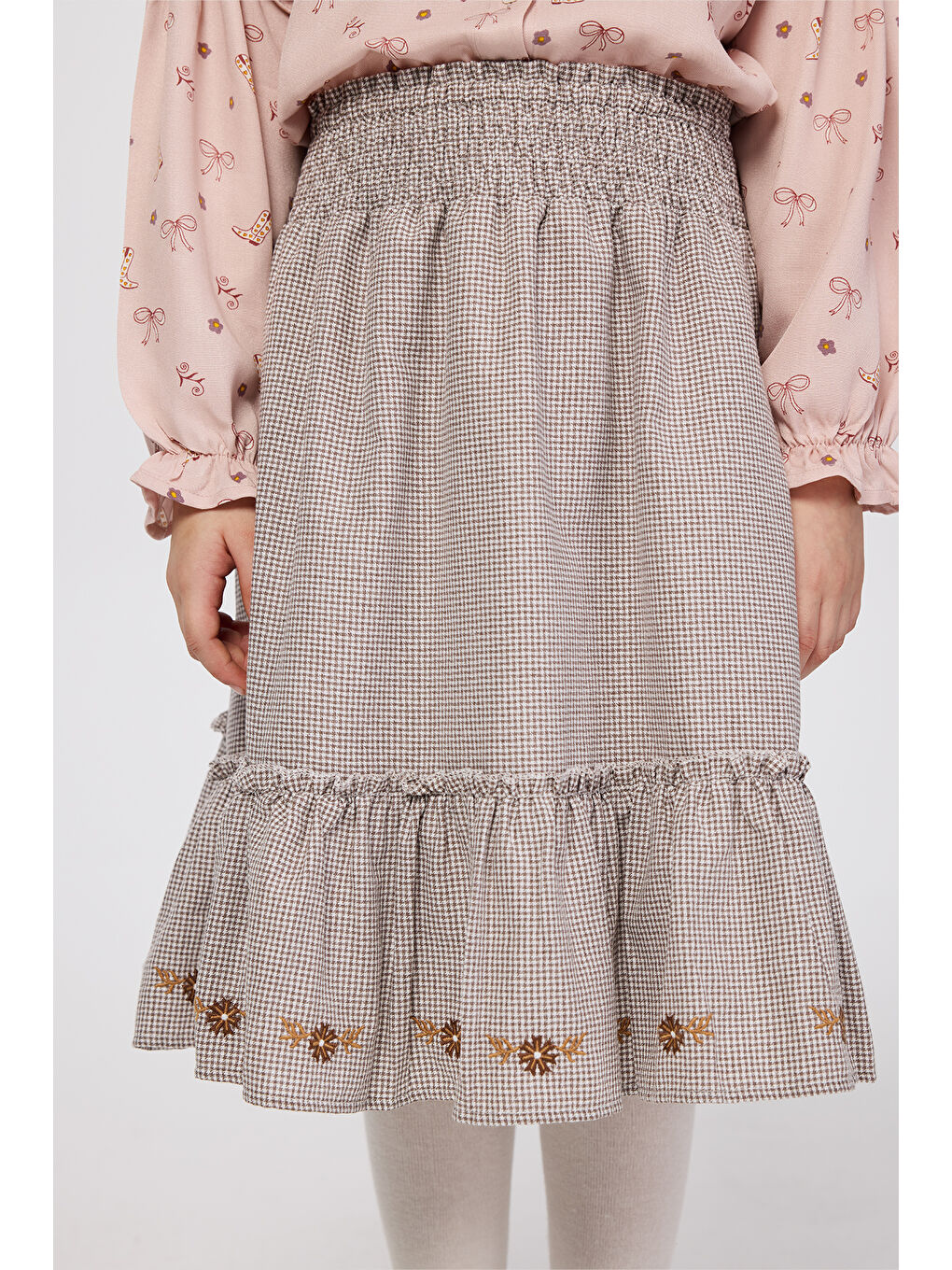 Kahverengi Kız Çocuk Etek Kahve-3