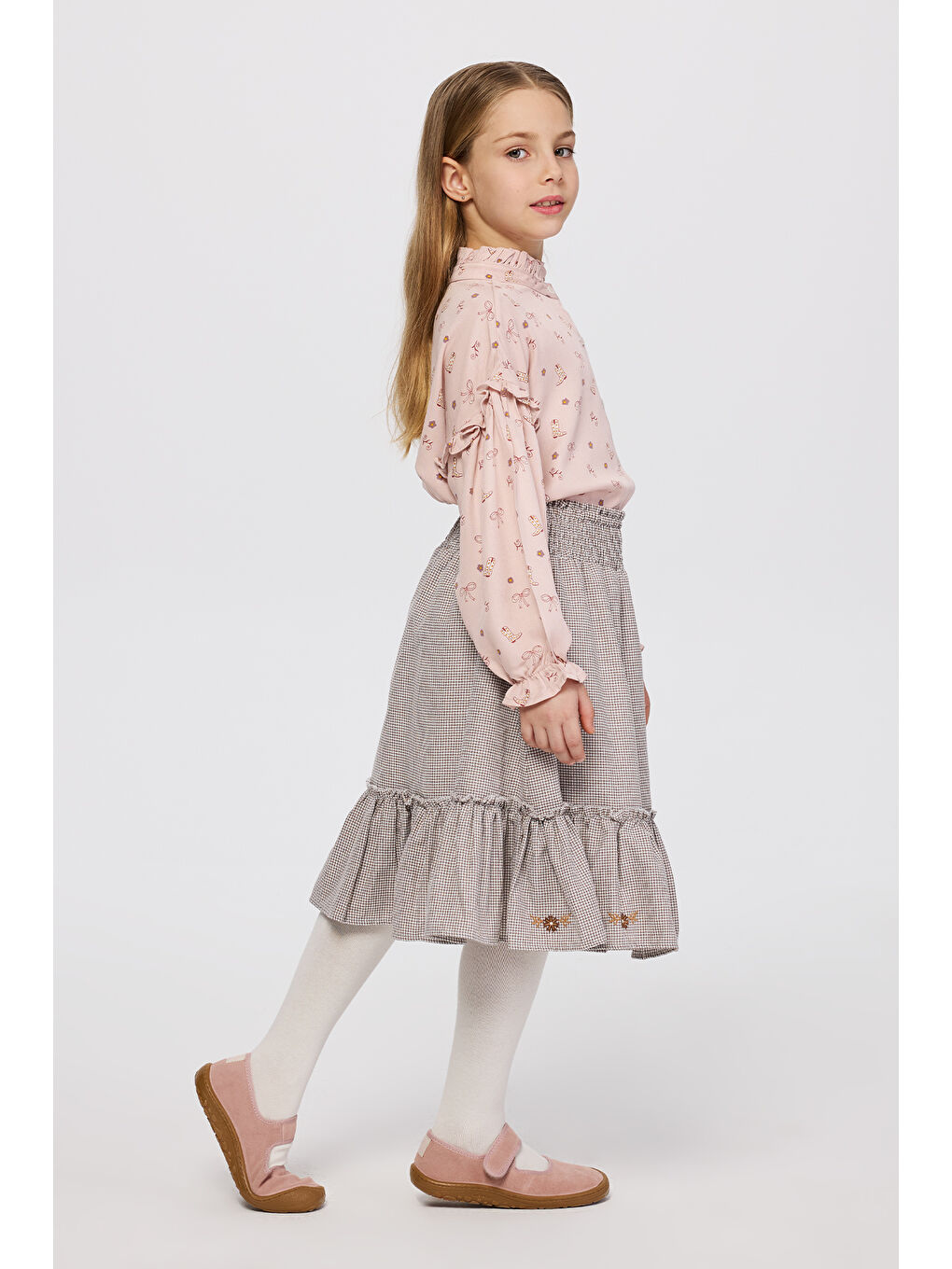 Kahverengi Kız Çocuk Etek Kahve-5