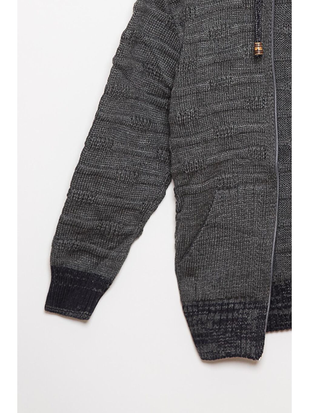 Gri Kürk Detaylı Triko Erkek Çocuk Hırka-2