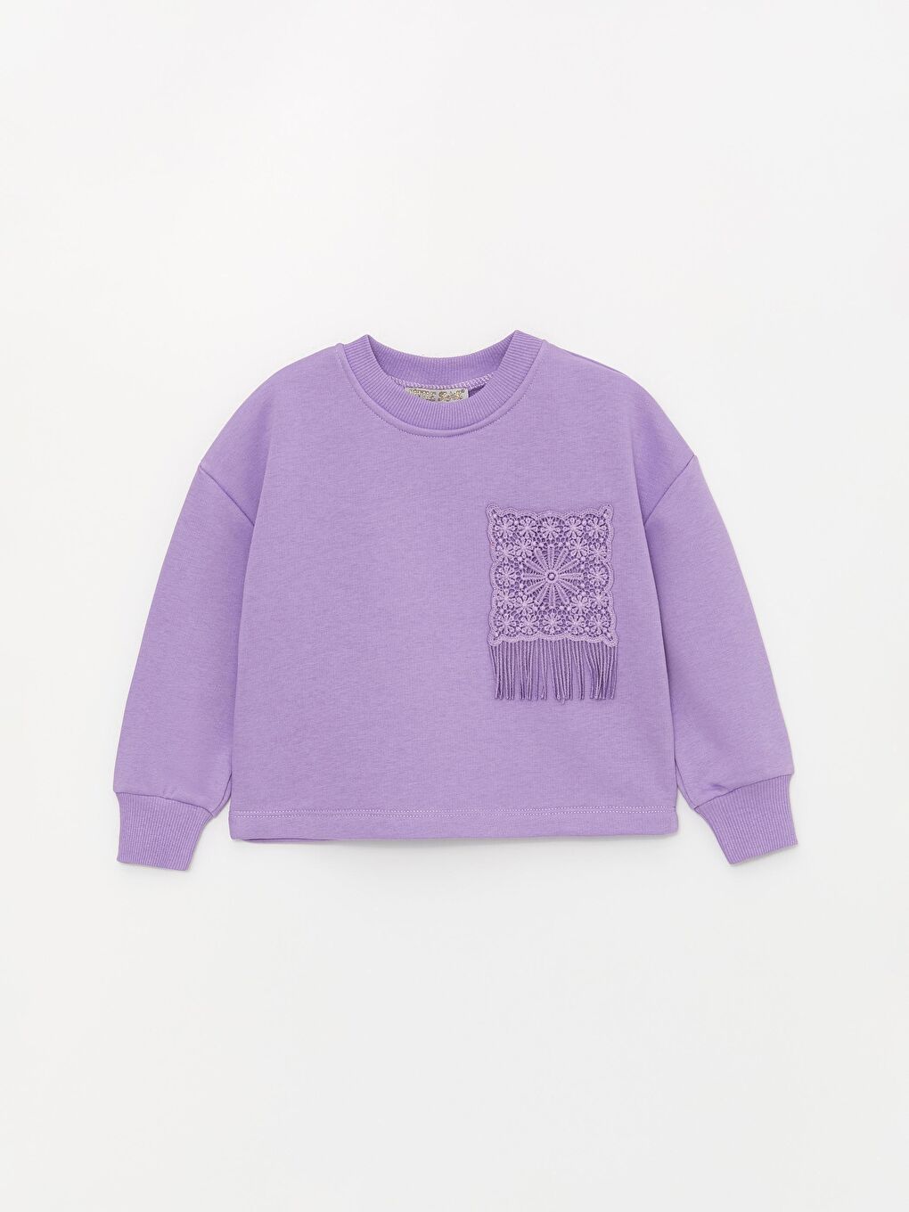 Lila Kız Çocuk Püsküllü Cepli SweatShirt