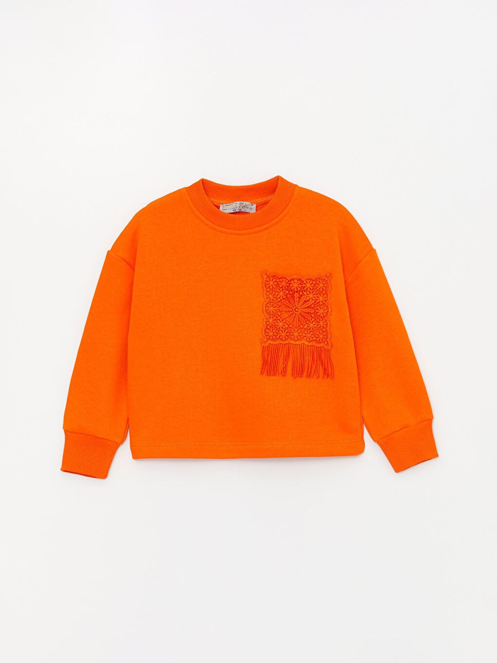 Turuncu Kız Çocuk Püsküllü Cepli SweatShirt