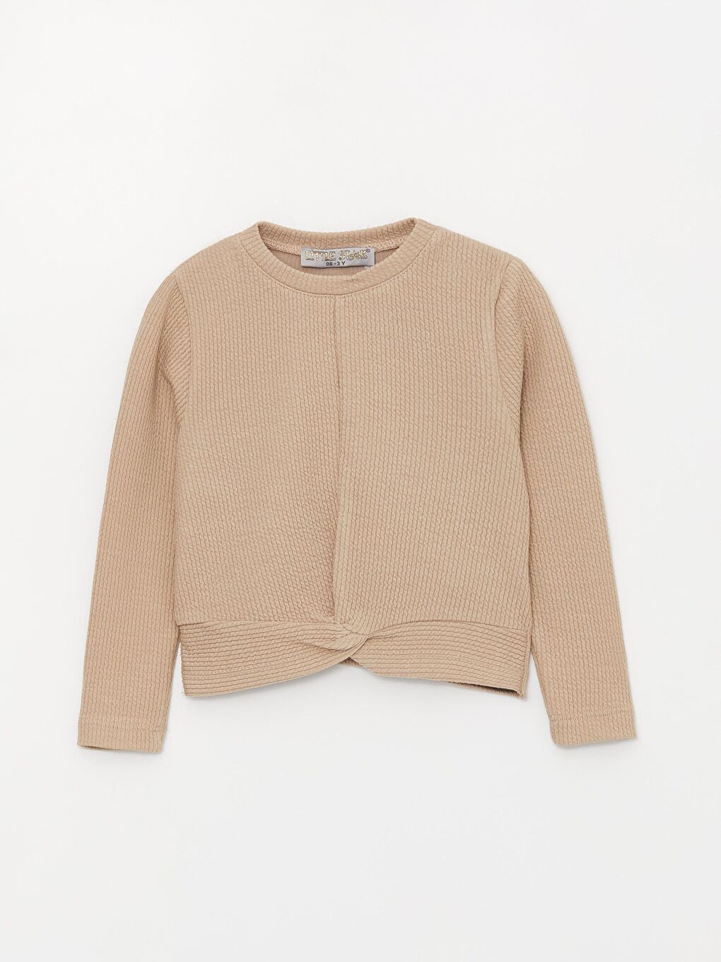 Bej Kız Çocuk Ön Cepli Yırtmaçlı Bürümcük Takım-1