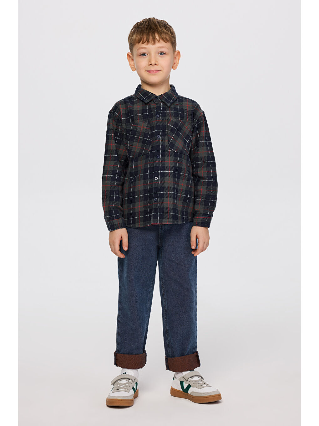 Erkek Çocuk Ekose Gömlek Lacivert