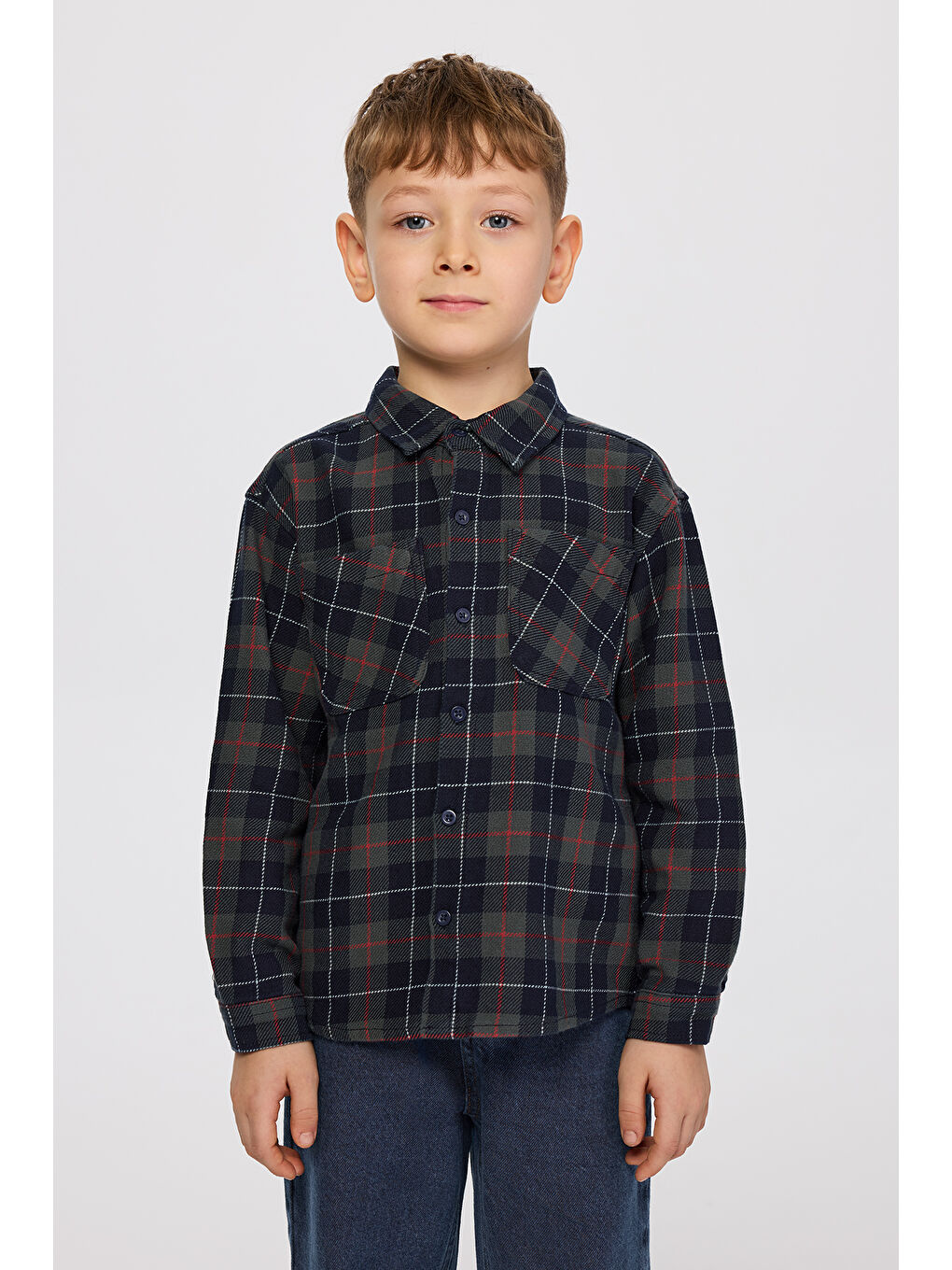 Erkek Çocuk Ekose Gömlek Lacivert-2
