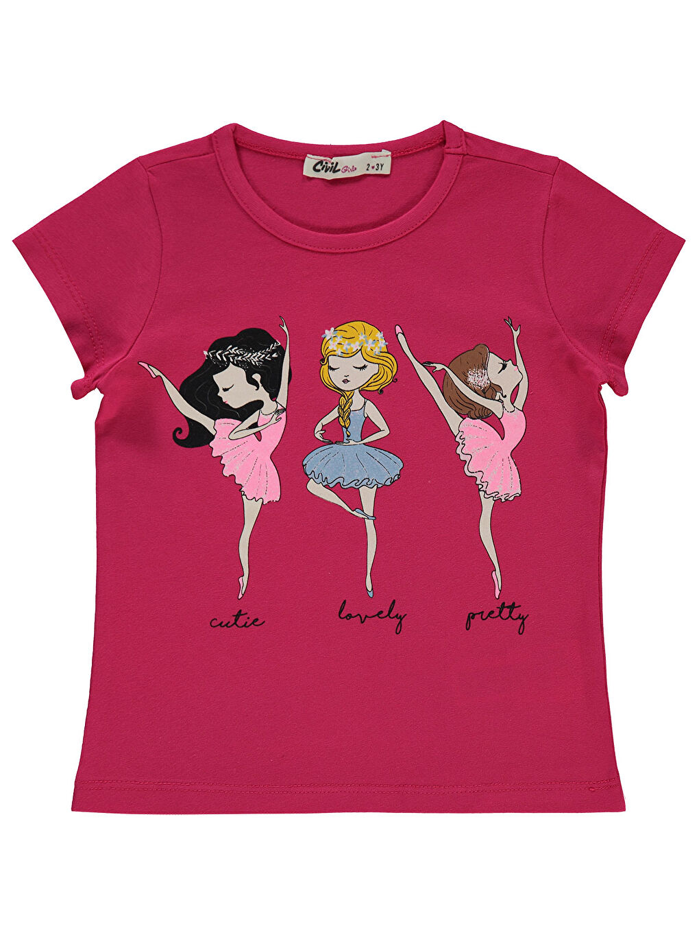 Girls Kız Çocuk Tişört 2-5 Yaş Fuşya