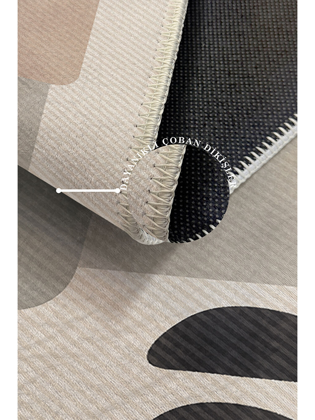 Ekru Modern Dekoratif Yıkanabilir Kaymaz Taban Halı – İnce, Yumuşak Salon Halısı, Mutfak Halısı ve Yolluk-3