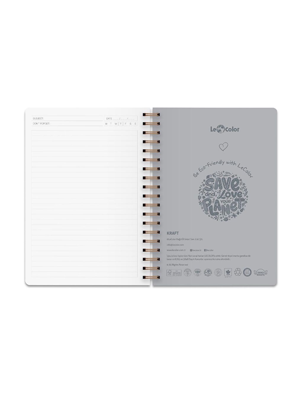 Kraft Ofis Defter Spiralli Çizgili Kahve-3