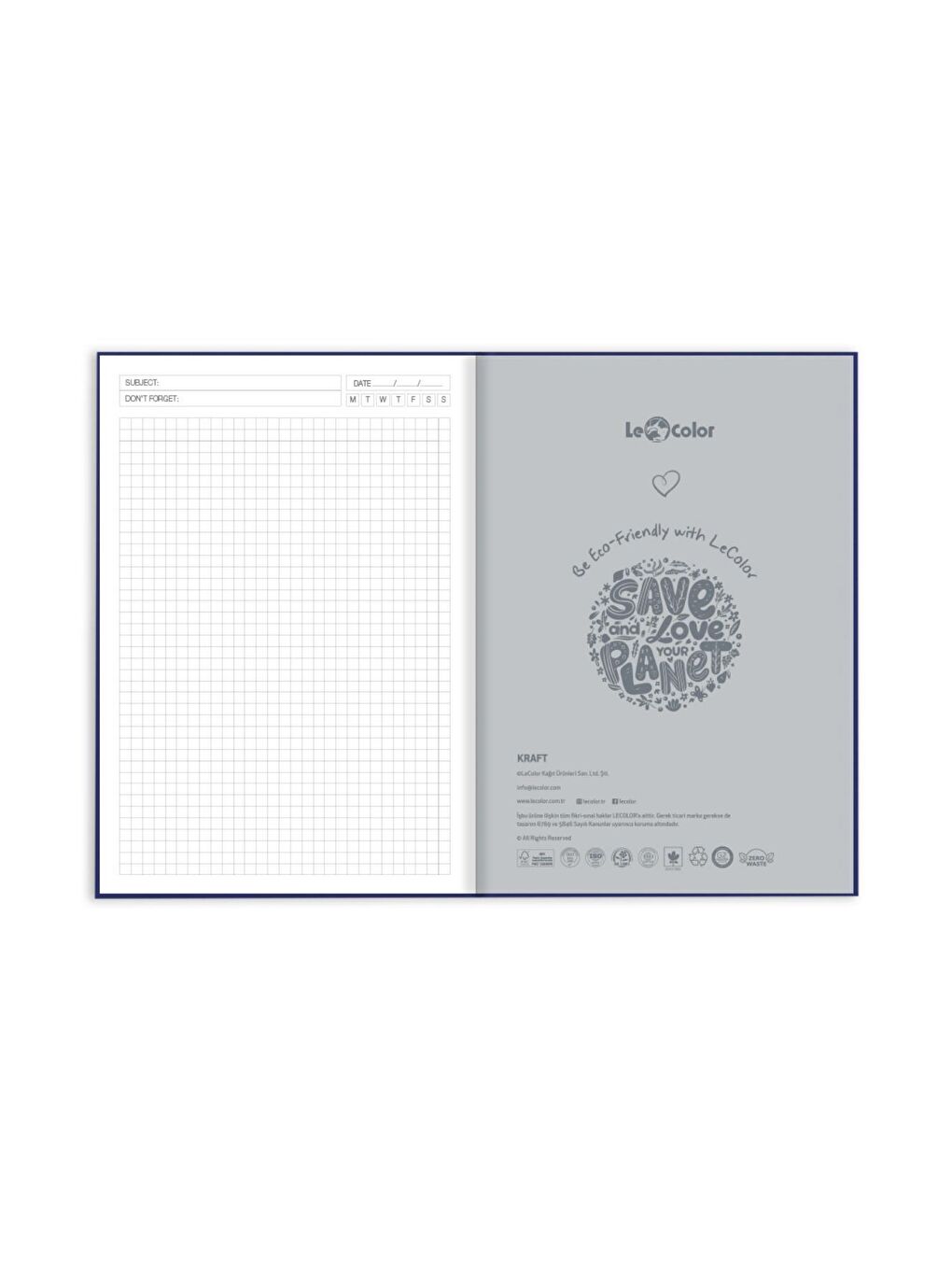 Kraft Ofis Defter Kareli Gri Ciltli-3