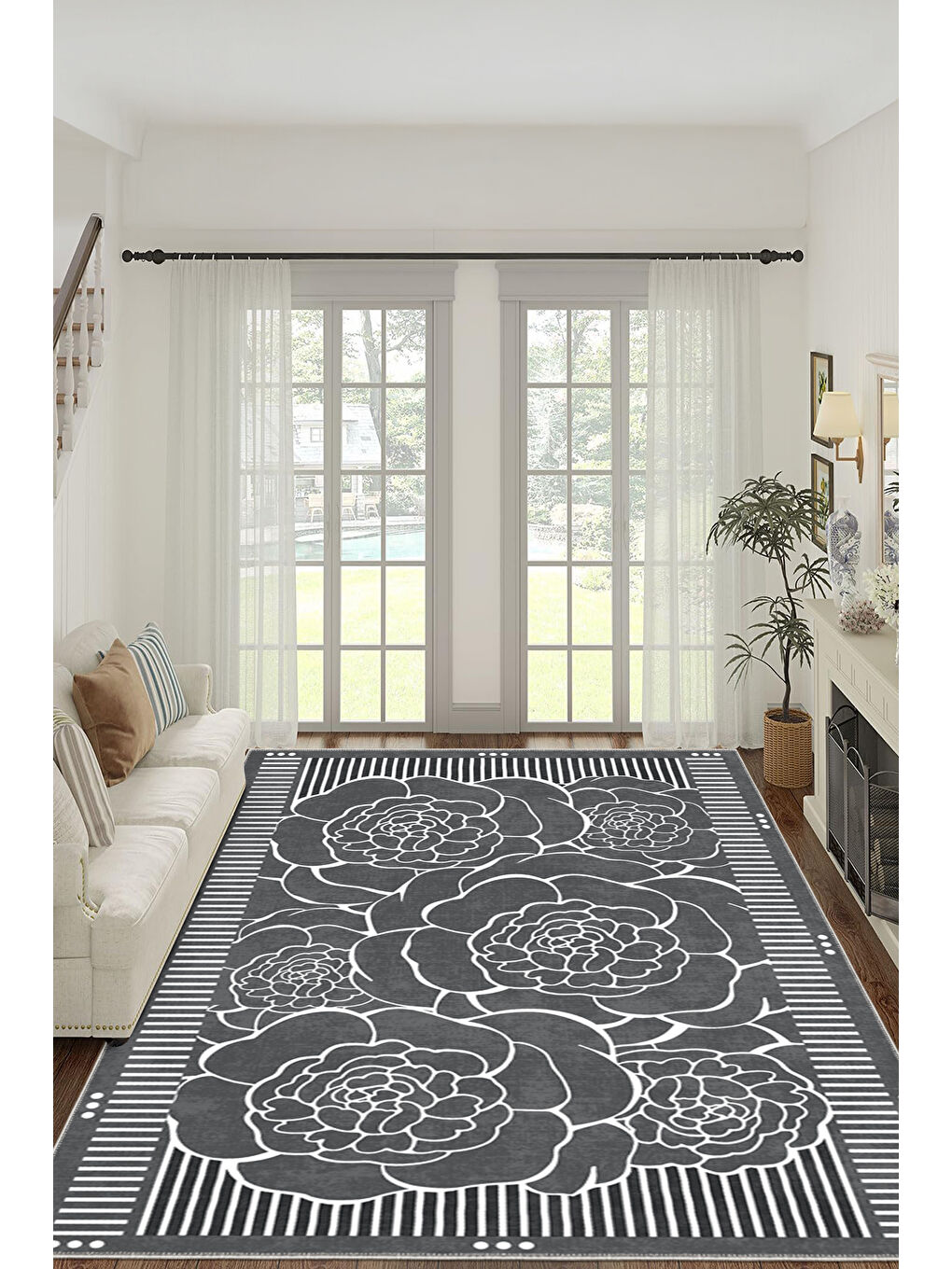 Pembe Modern Dekoratif Yıkanabilir Kaymaz Taban Halı – İnce, Yumuşak Salon Halısı, Mutfak Halısı ve Yolluk-2