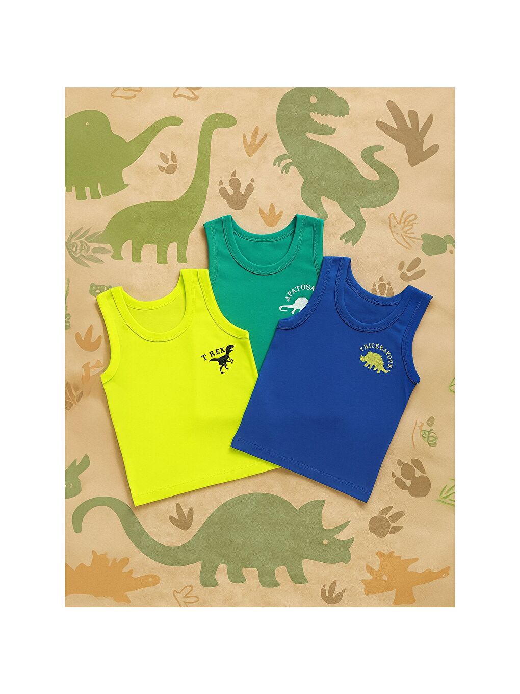 Boys Erkek Çocuk 3'lü Atlet Set 2-10 Yaş Yeşil