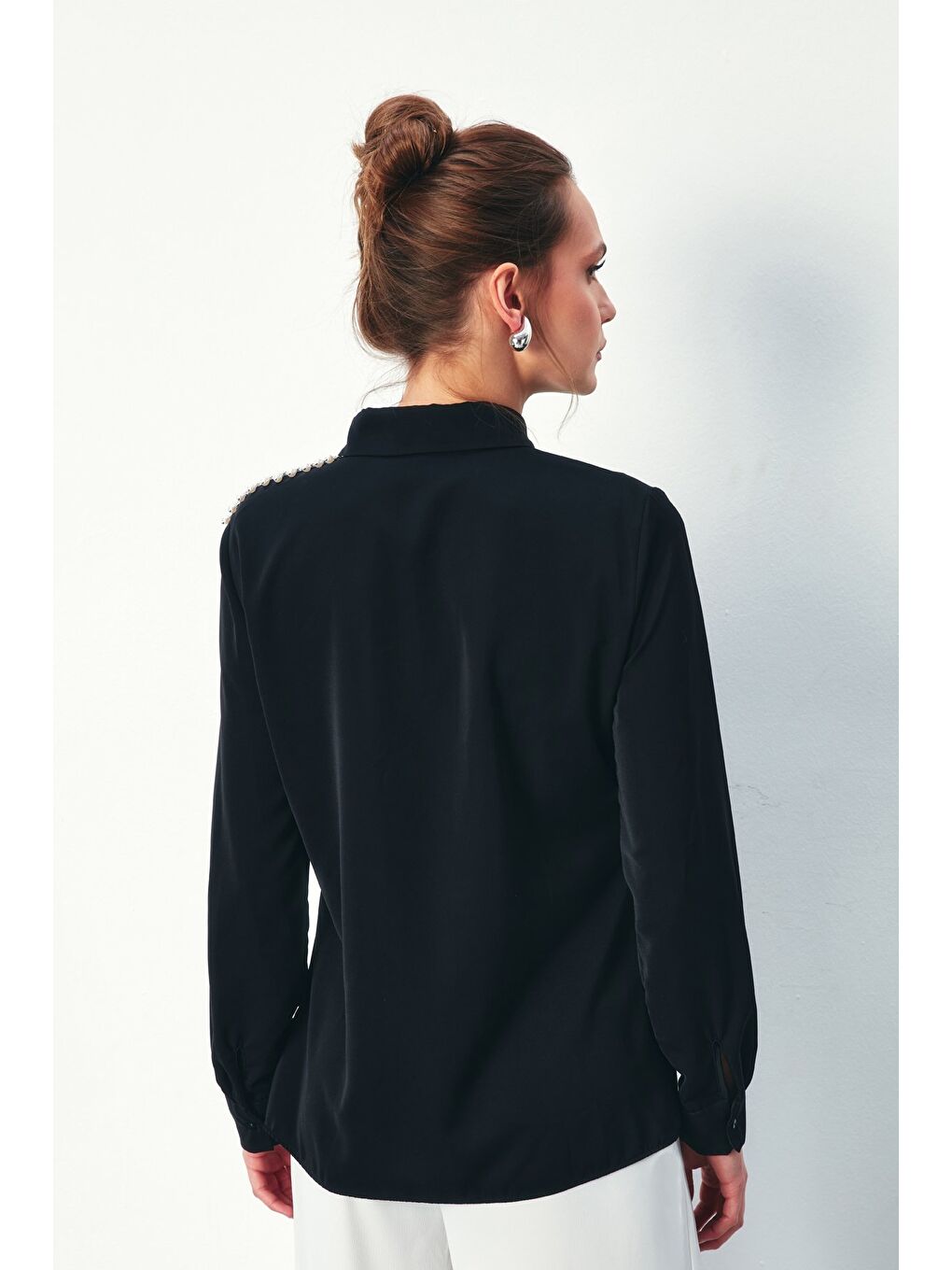 Tek Omuz Detaylı Gömlek - Siyah-4