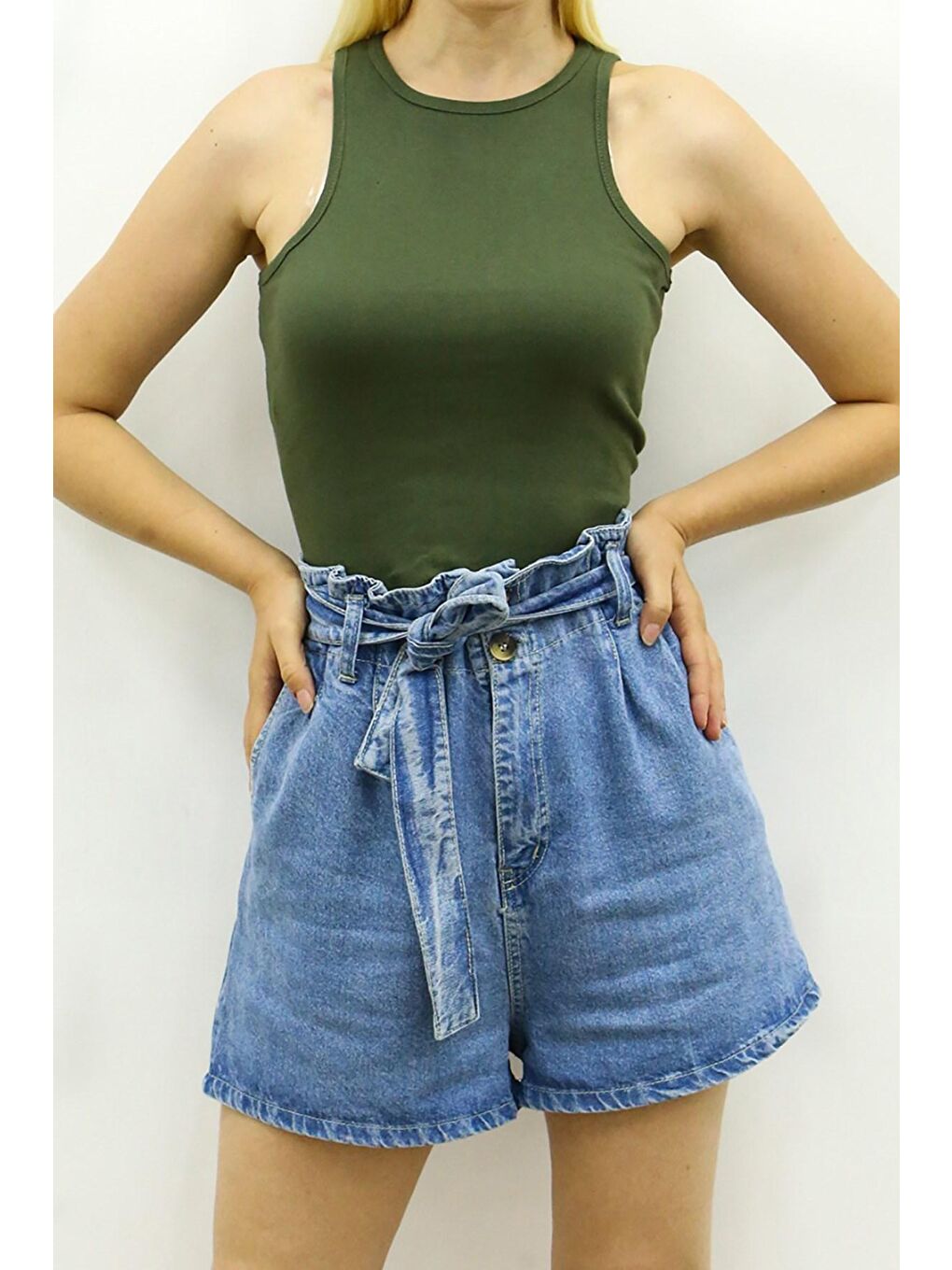 Madmext Haki Crop Top MG361 - 3