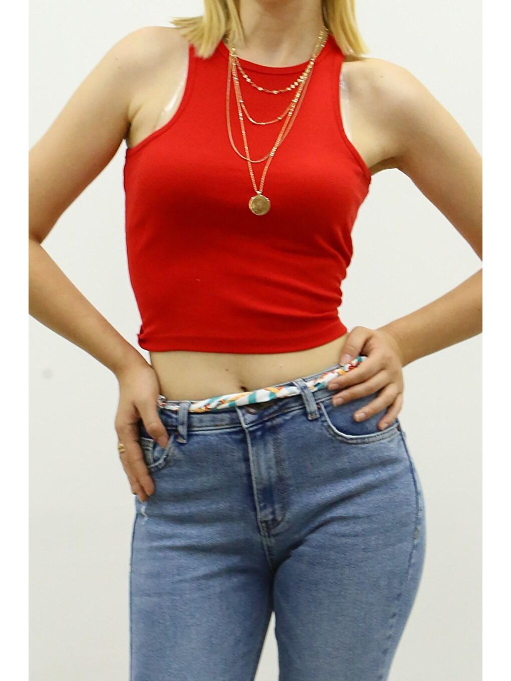 Madmext Kırmızı Crop Top MG361 - 4