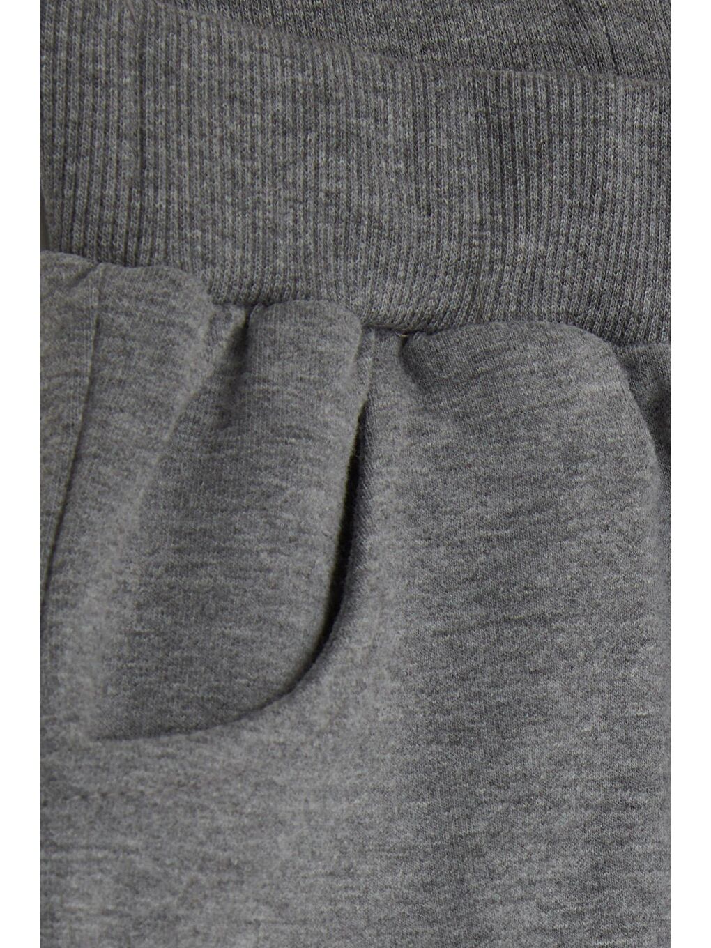 Bej Erkek Bebek Eşofman Altı Dizi Nakışlı Gri Melanj (1.5-2 Yaş)-2