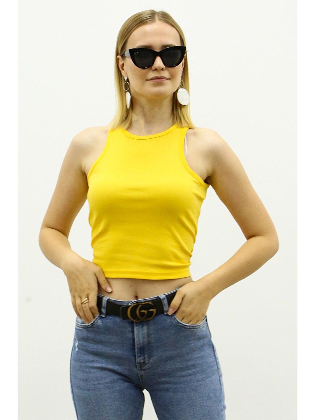 Madmext Sarı Crop Top MG361