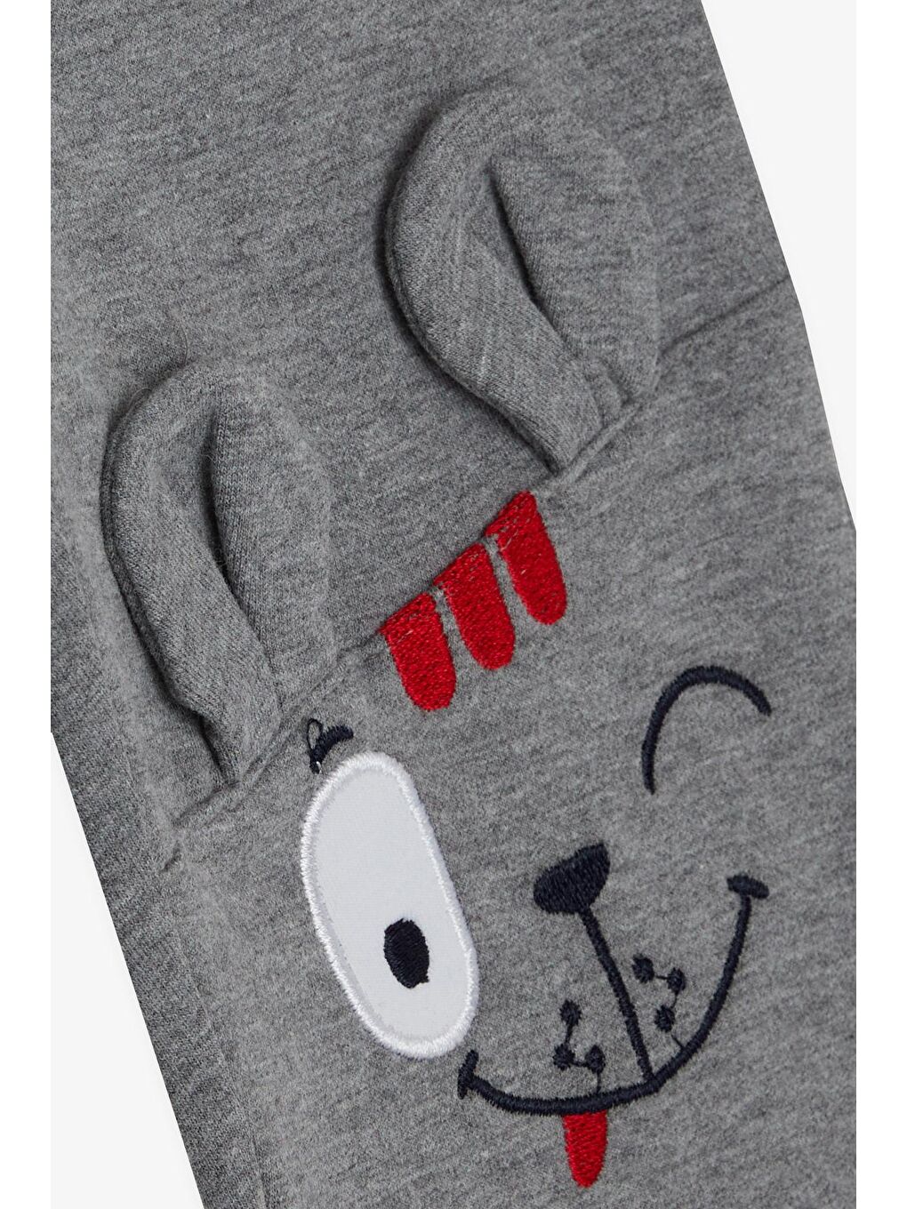 Bej Erkek Bebek Eşofman Altı Dizi Nakışlı Gri Melanj (1.5-2 Yaş)-3