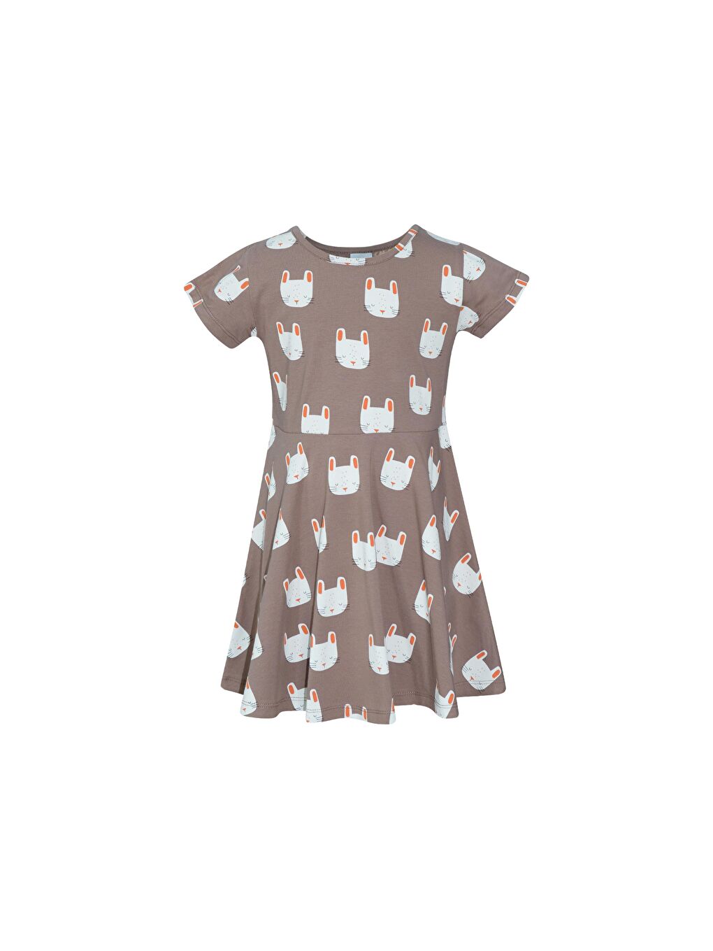 Karışık Kız Çocuk Sleepy Bunny Desen Kısa Kol Kloşe Etek Elbise