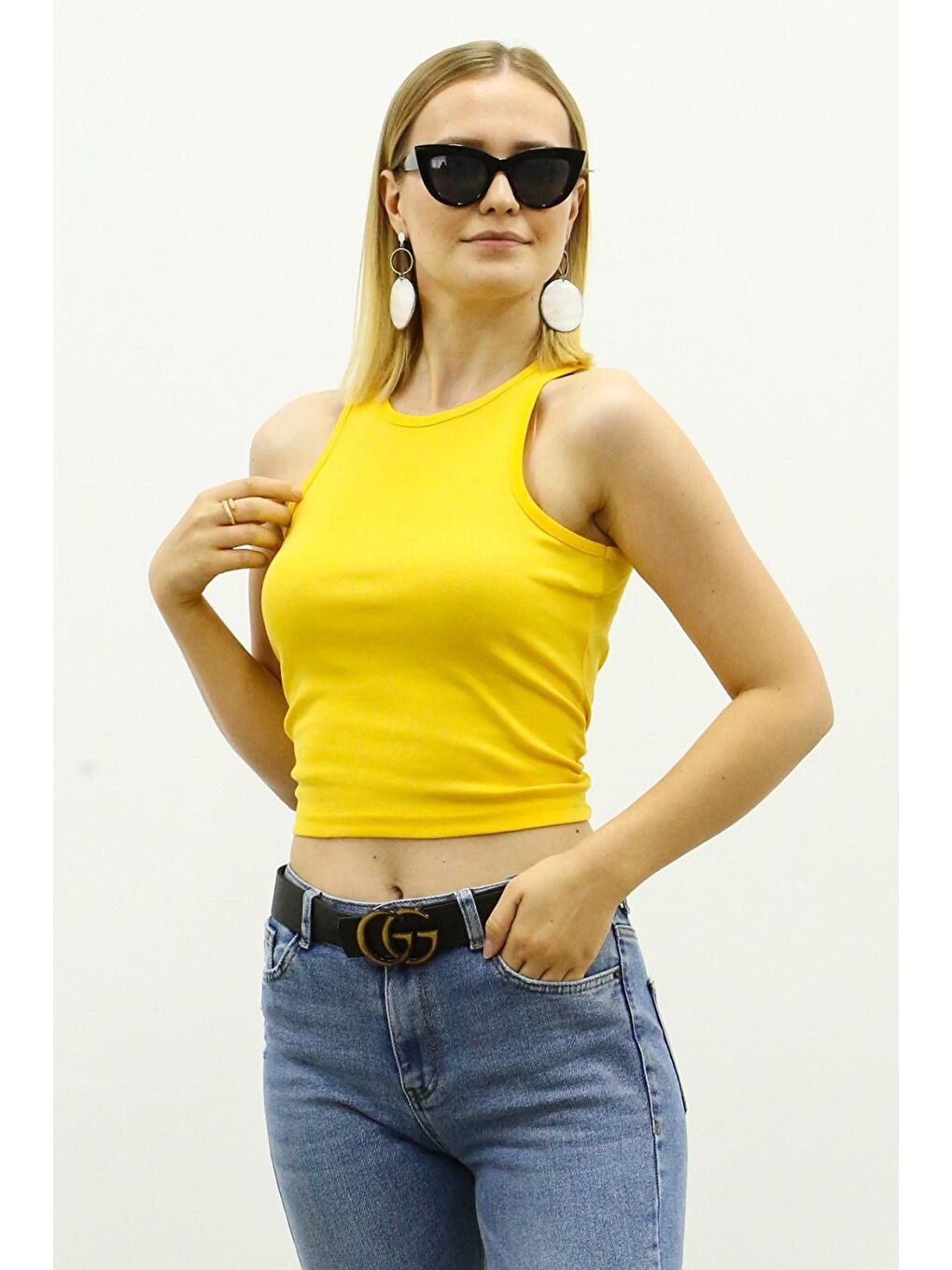 Madmext Sarı Crop Top MG361 - 4