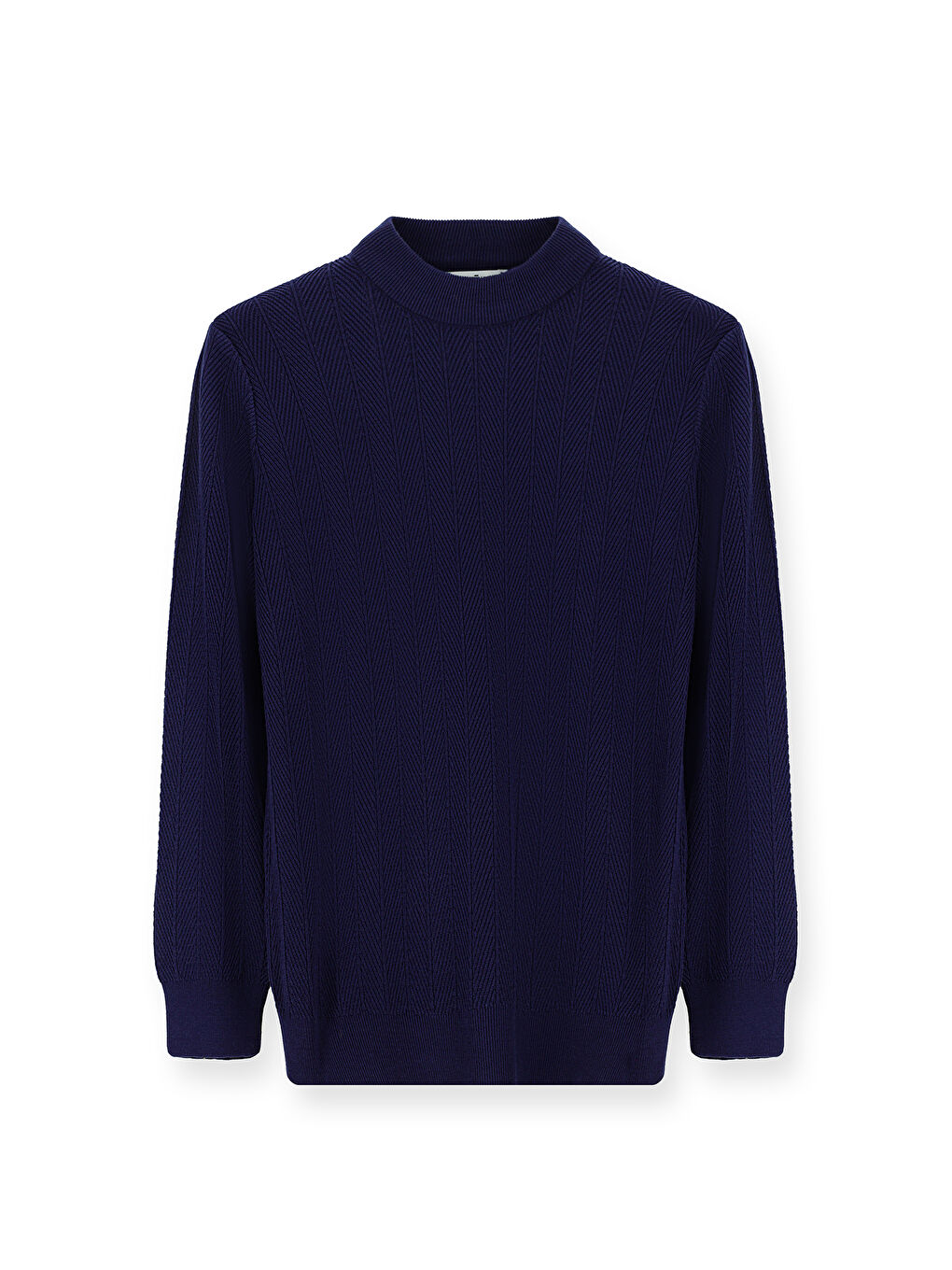 Lacivert Bato Yaka Slim Fit Dar Kesim Desenli Pamuklu Triko Büyük Beden Kazak-7