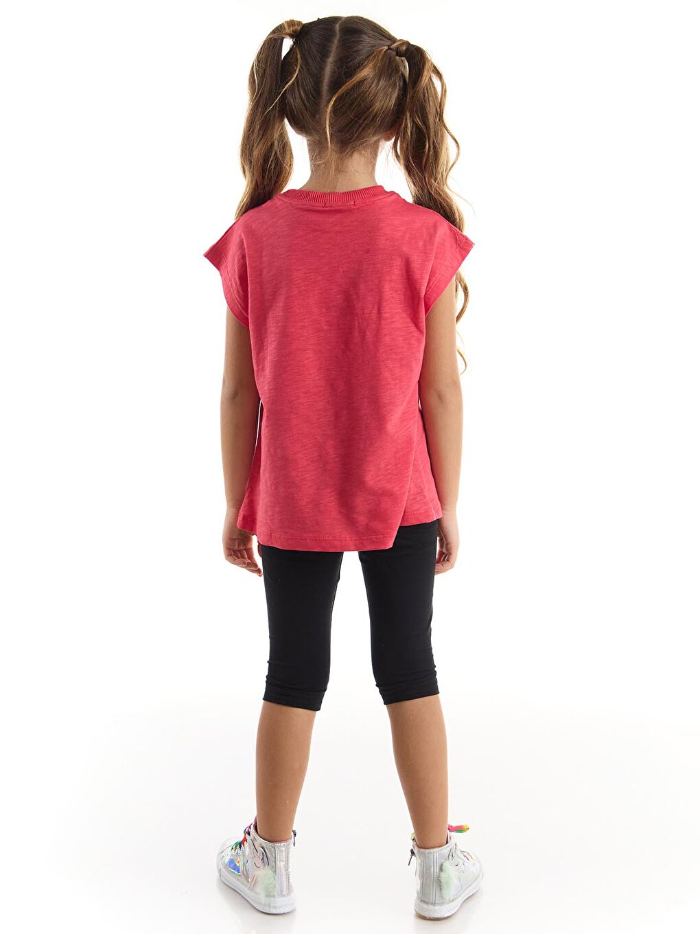 Karışık Yıldızlı Kedi Kız Çocuk Tişört Tayt Takım-1